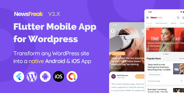 Newsfreak v2.2.3 – Flutter Mobile App for WordPress