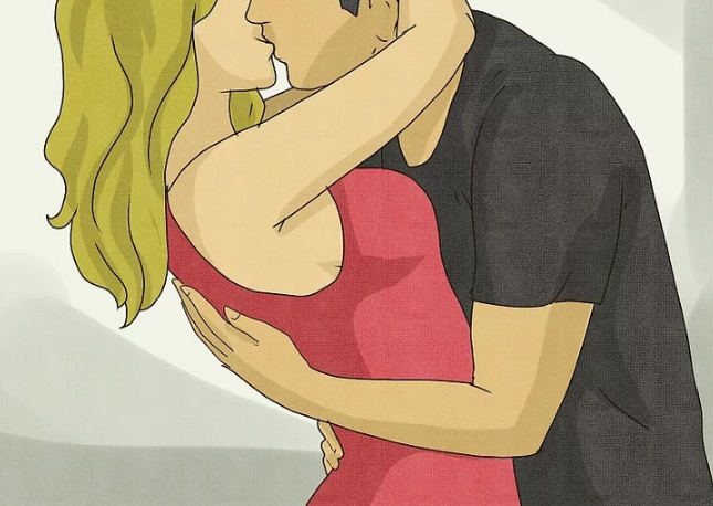 She’ll lean into the kiss, her body tilting slightly.