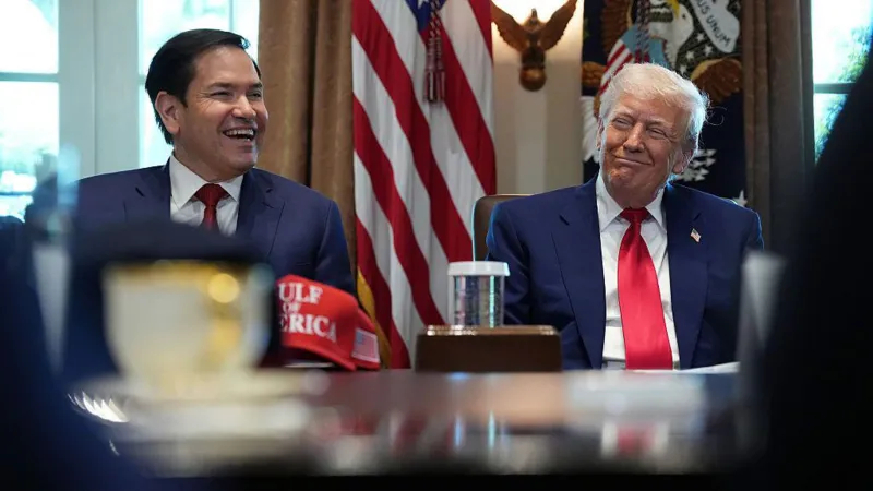 US Secretary of State Marco Rubio (left) and President Donald Trump